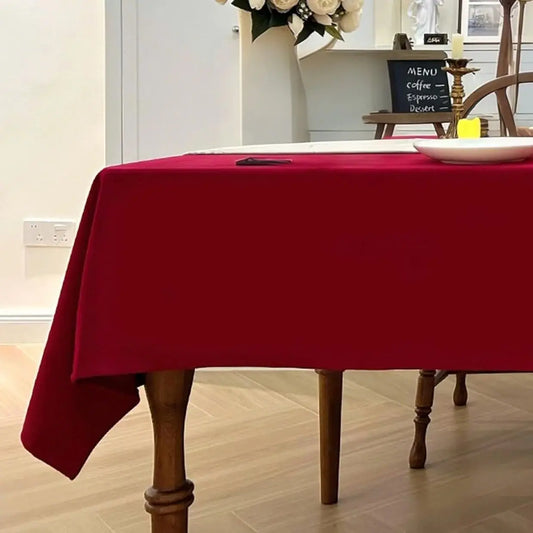 Red Rectangle Velvet Tablecloth 52 X 84 Inch, Waterproof Party Table Cover for Kitchen, Christmas, Birthday, Dining Table Decor