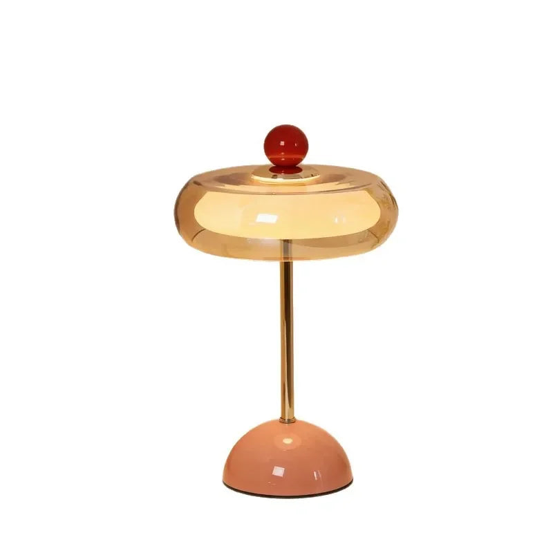 New Modern Table Lamp for Bedroom Retro Cream Style Mushroom Design Rechargeable Desk Lamp for Bedside Bedroom