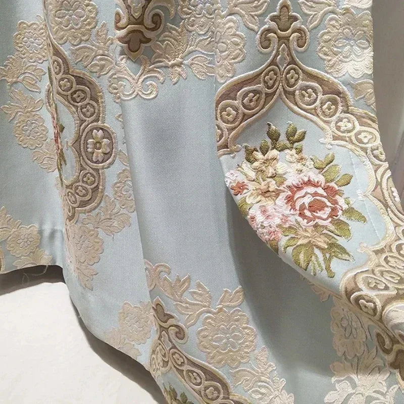 European Chenille Valance Luxury Curtains for Living Room Tulle Bedroom Blackout Embroidered Jacquard Designer Window Decor