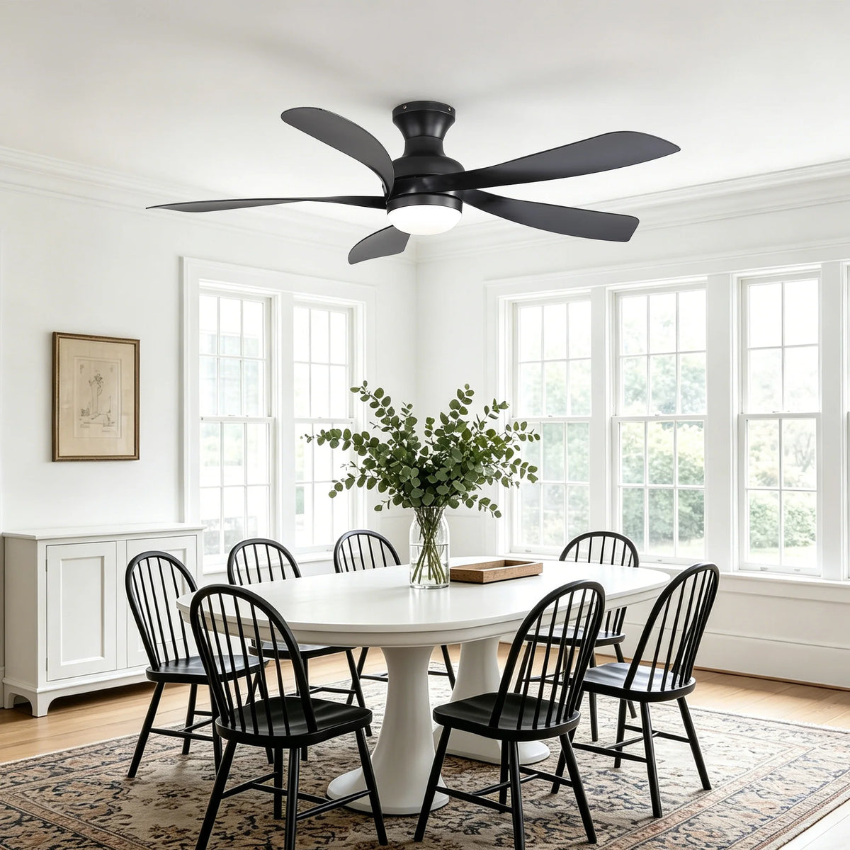 Sofucor 52-Inch 5 Blade modern designer Ceiling Fan light 6-Speed High Wind Speed With Remote Control for rooms