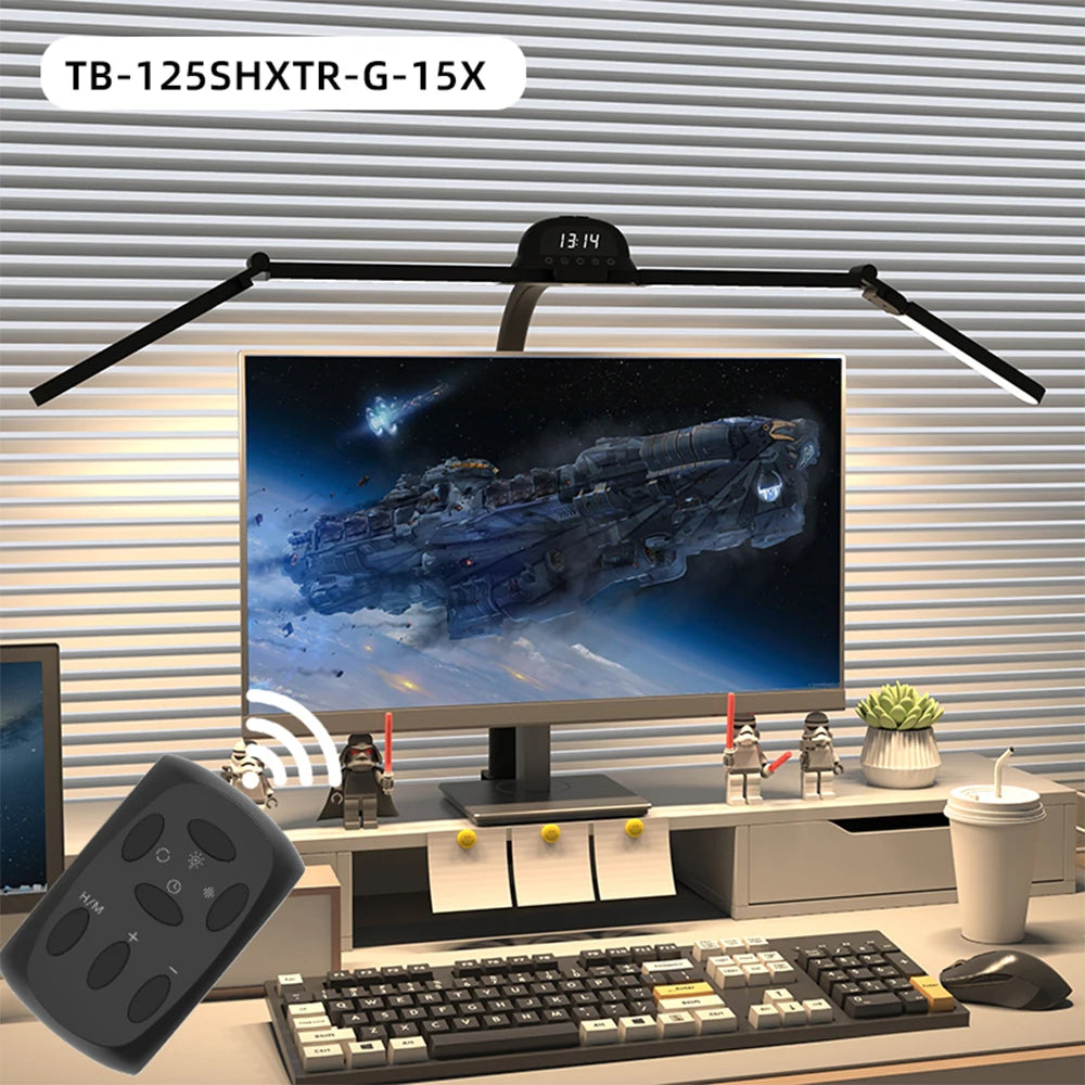 120cm Full Spectrum LED Multi-Function Eye-Caring Desk Lamp Stepless Dimming 5 Colour Temperatures Clip-on Computer Monitor Lamp