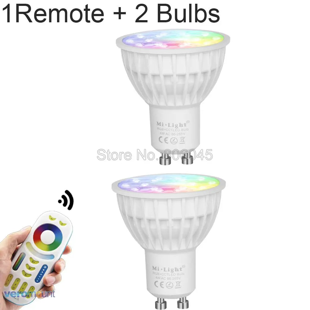 MiBoxer FUT103 4W RGB+CCT Smart LED Light Bulb GU10 AC110V 220V Support 2.4G 4Zone Remote / Smartphone APP WiFi /  Voice Control