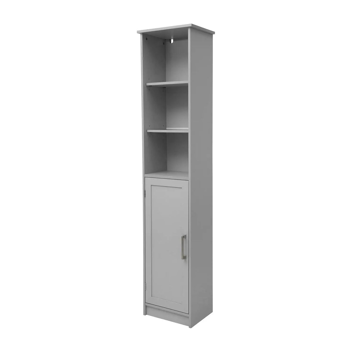 Freestanding Bathroom Linen Tower Storage Cabinet with Adjustable Shelves & Doors, Gray, Customized