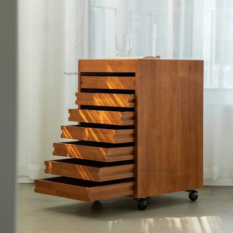 Nordic Solid Wood Drawer Filing Cabinets Modern Premium Movable Storage Cabinet for Office Study Office Furniture Шкафы FYFC