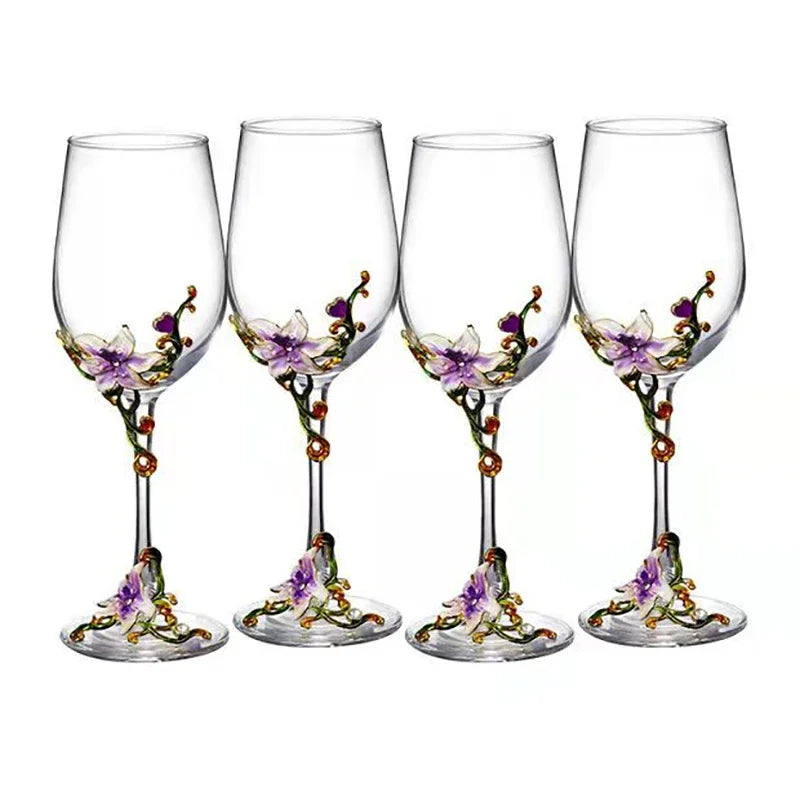 Creative Enamel Crystal Goblet Glasses for Champagne Glass Cup Set Luxury Glass Cups Glasses of Wine Wineglass Vintage Drinking