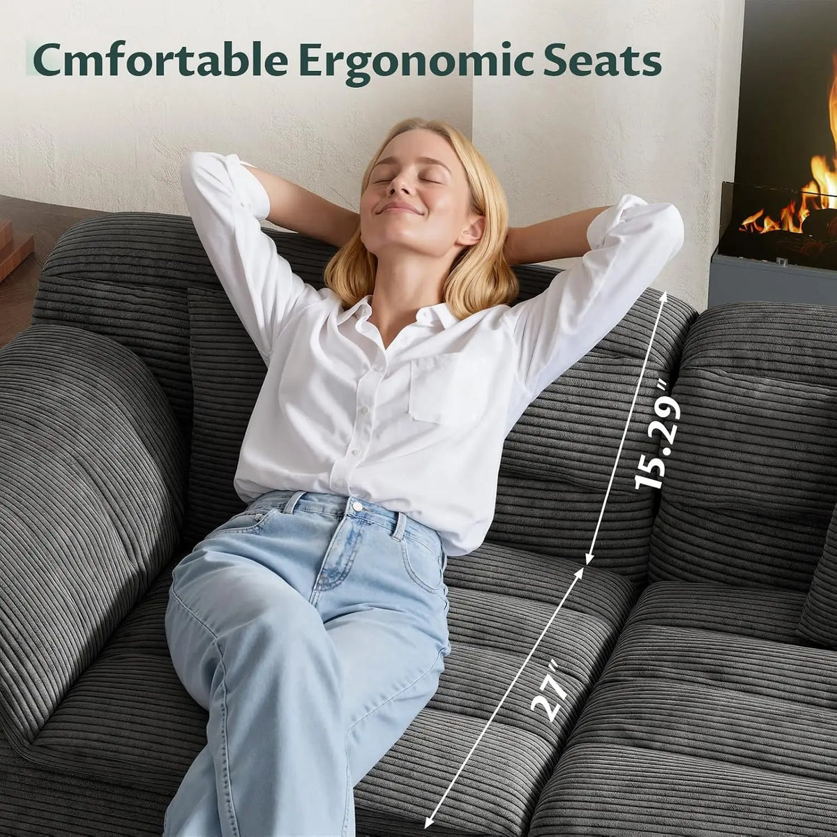81" Sofa with Deep Seats Oversize, 2 Seater Cloud Couches, Upholstered Corduroy Loveseat for Living Room Bedroom,, Customized