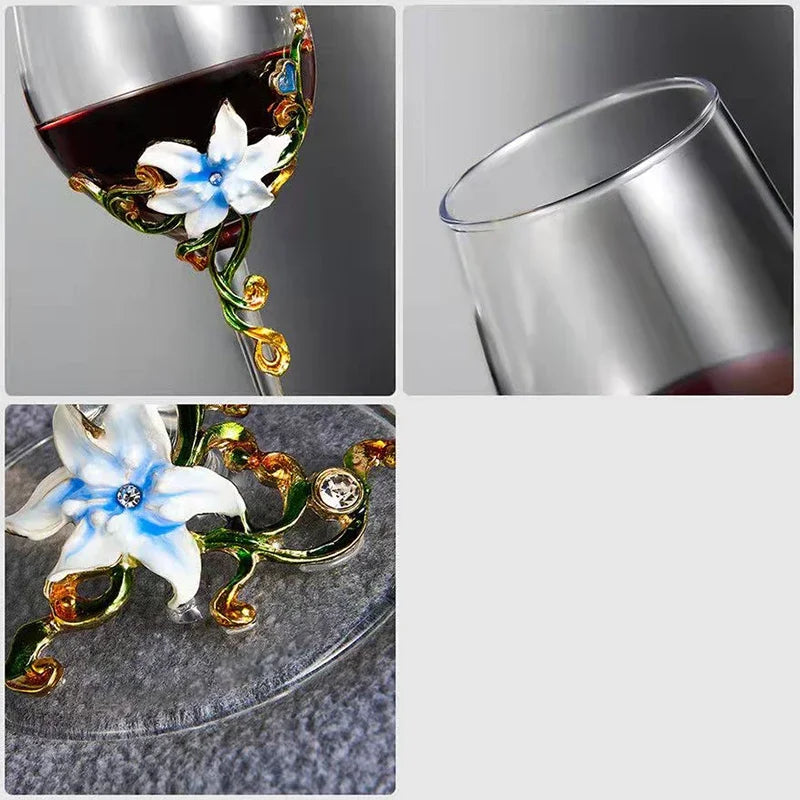 Creative Enamel Crystal Goblet Glasses for Champagne Glass Cup Set Luxury Glass Cups Glasses of Wine Wineglass Vintage Drinking