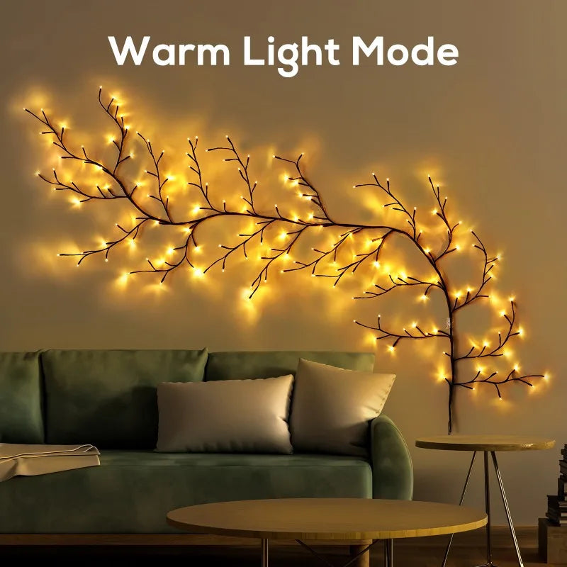 LED indoor branch wicker light string with eight modes USB-powered for wedding arrangements living rooms cafes