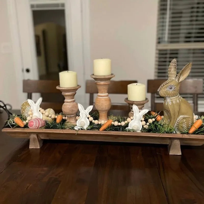 Easter Bunny Carrot Garland Decoration Bead Wreath for Easter Spring Party Home Door Wall Mantel Festive Tabletop Decor