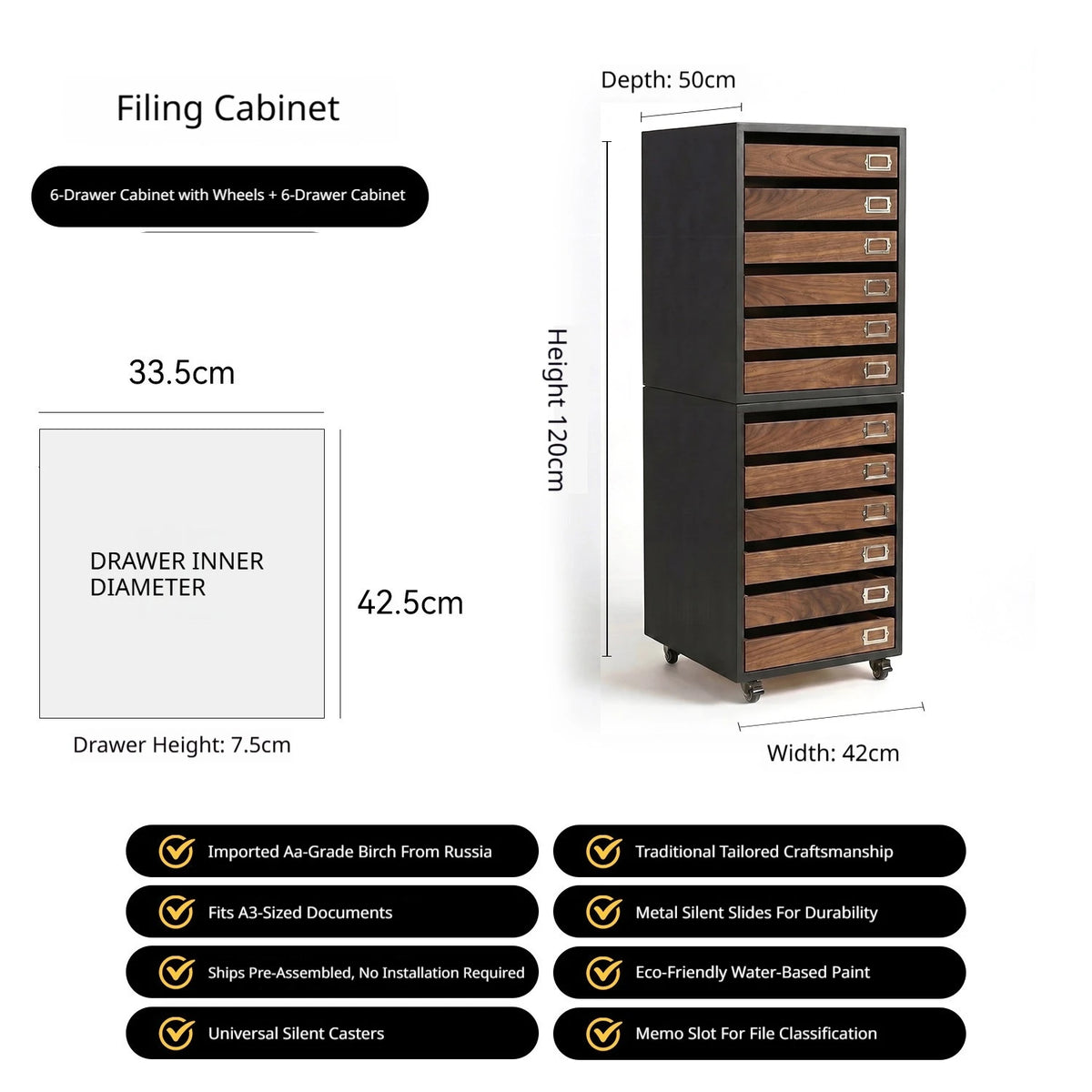 Modern Solid Wood Filing Drawer Cabinets Nordic Creative Desk Mobile Document Drawing Cabinet Home Furniture  أثاث مكتبات FYFC