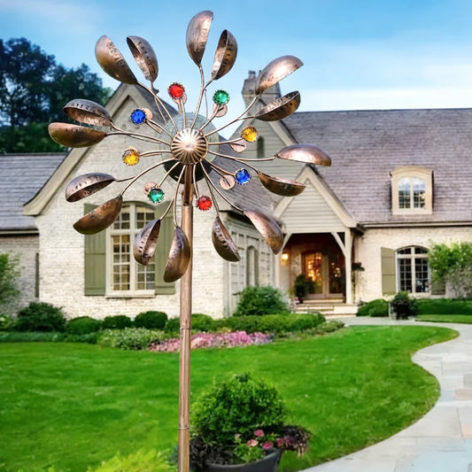 360° Rotating Garden Windmill Wind Chime Outdoor Solar-Powered Windmill Decor Perfect for Backyard Lawns Housewarming Gift