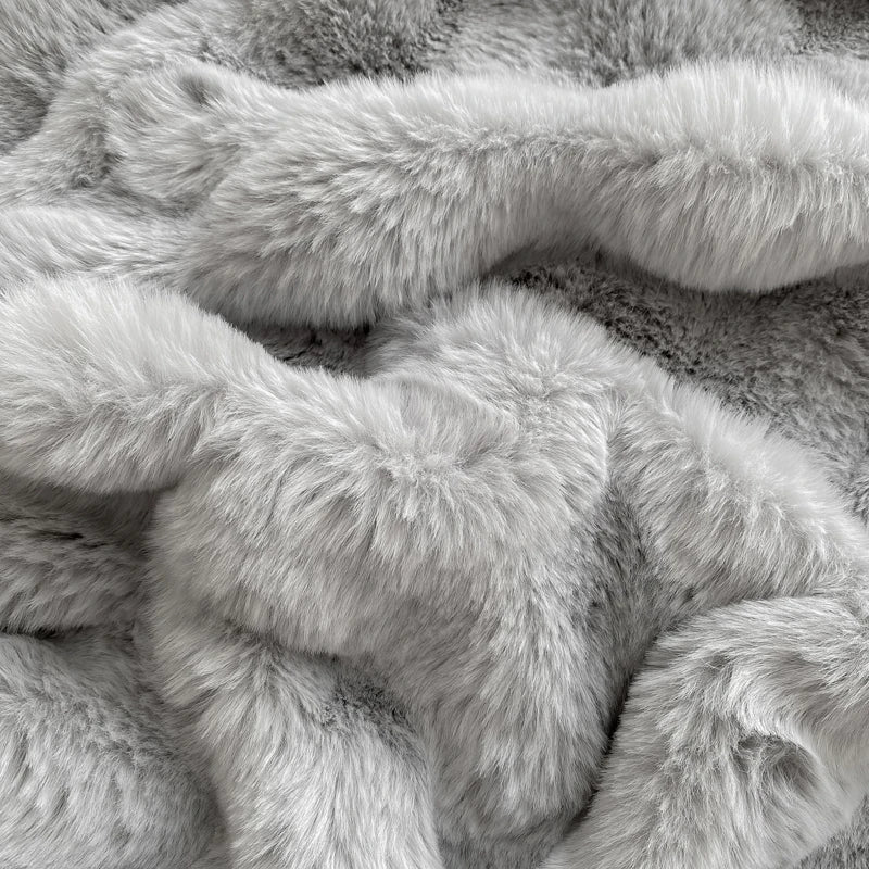 Fluffy Plush Fitted Bed Sheet for Winter Solid Color Rabbit Fleece Bed Sheets on Elastic Winter Warm Thicken Mattress Protector