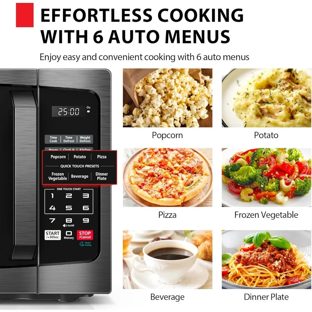 0.9 Cu Ft 900W Countertop Microwave Oven with 6 Auto Menus Mute Function LED Lighting