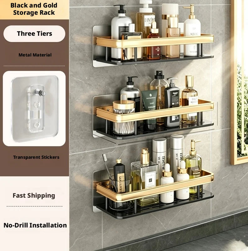 Anti Rust Metal Steel Shower Rack Large Capacity Bathroom Organizing Shelves Convenient Storage Home Decoration
