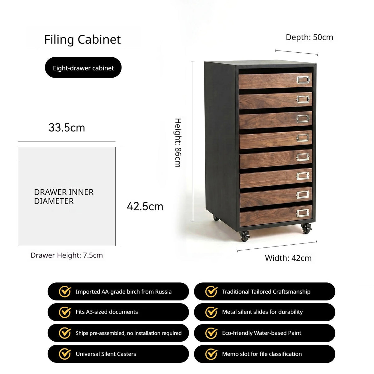 Modern Solid Wood Filing Drawer Cabinets Nordic Creative Desk Mobile Document Drawing Cabinet Home Furniture  أثاث مكتبات FYFC