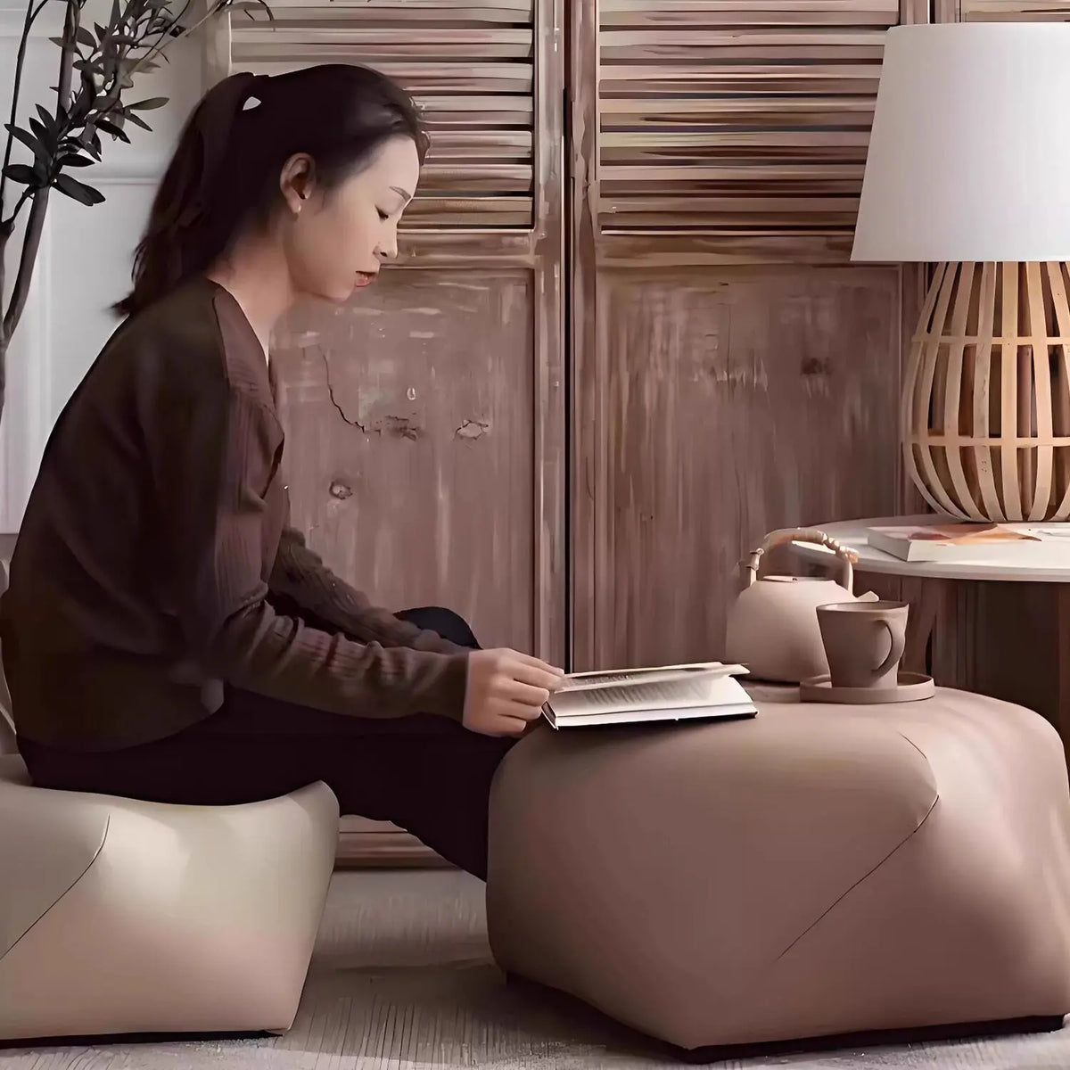 Solid Wood Stool Octagonal Coffee Table Household Living Room Footrest Sofa Bedroom Sitting Cushion Dressing Room Changing Shoes