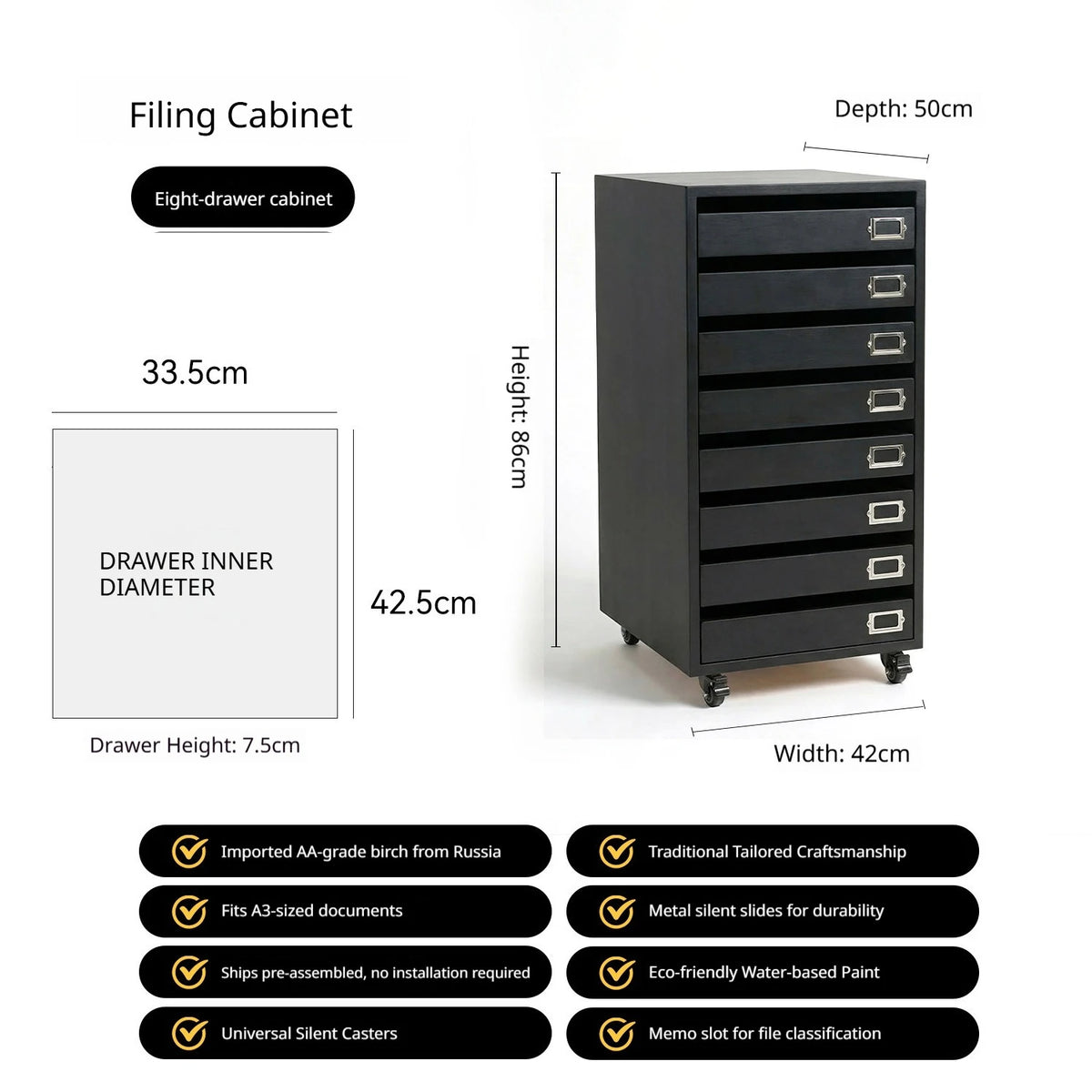 Modern Solid Wood Filing Drawer Cabinets Nordic Creative Desk Mobile Document Drawing Cabinet Home Furniture  أثاث مكتبات FYFC