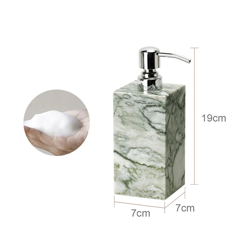 Cold Emerald Natural Marble Bathroom Accessories Set Luxury Soap Dispenser Soap Dish Toothbrush Holder Vanity Tray Kit Bathroom