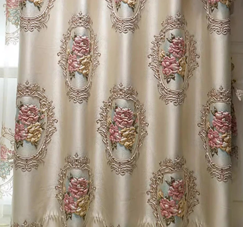 European Chenille Valance Luxury Curtains for Living Room Tulle Bedroom Blackout Embroidered Jacquard Designer Window Decor