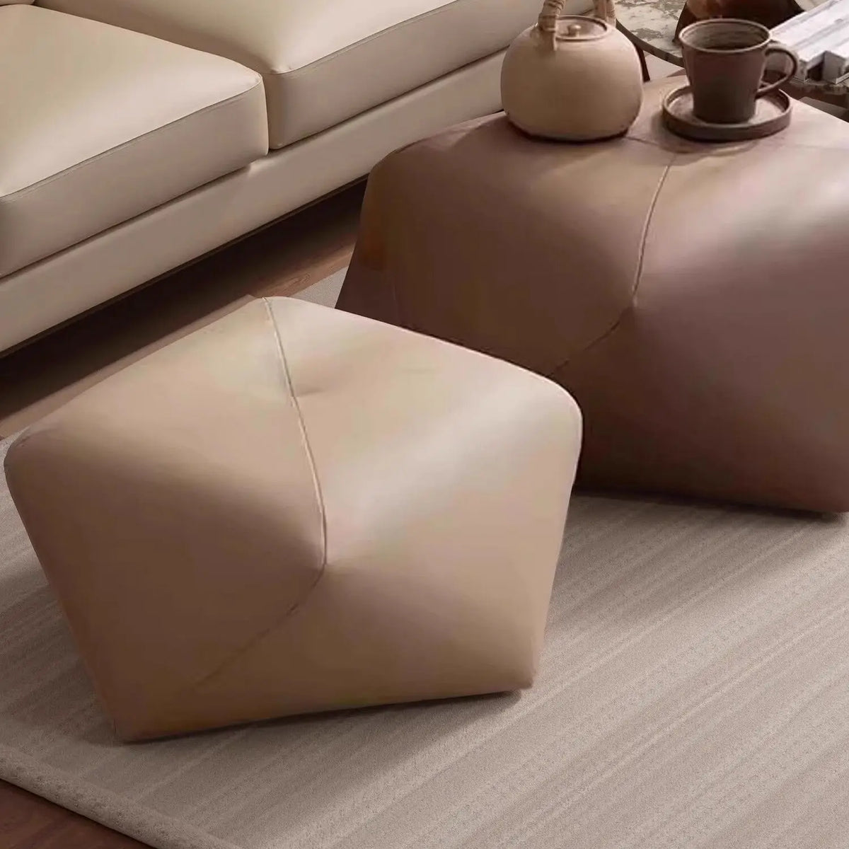 Solid Wood Stool Octagonal Coffee Table Household Living Room Footrest Sofa Bedroom Sitting Cushion Dressing Room Changing Shoes