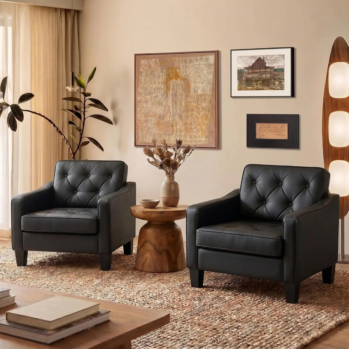 Grey Accent Chairs Set of 2, Wide Comfy Arm Chairs for Living Room, Office |  Tufted Club Chair, Reading Chairs for, Customized