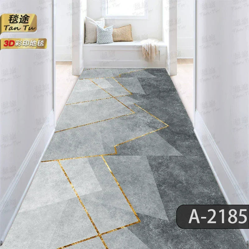 Luxury Minimalist Hallway Carpet Light Non-Slip Long Corridor Rug Stairway Home Decor Runner Customizable Aisle Mat