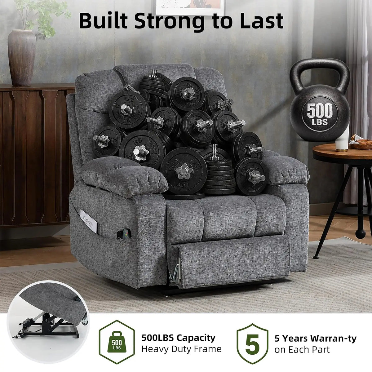 500lbs Heavy Duty Power Lift Recliner for Tall Man 6'5" Extended Footrest, Custom