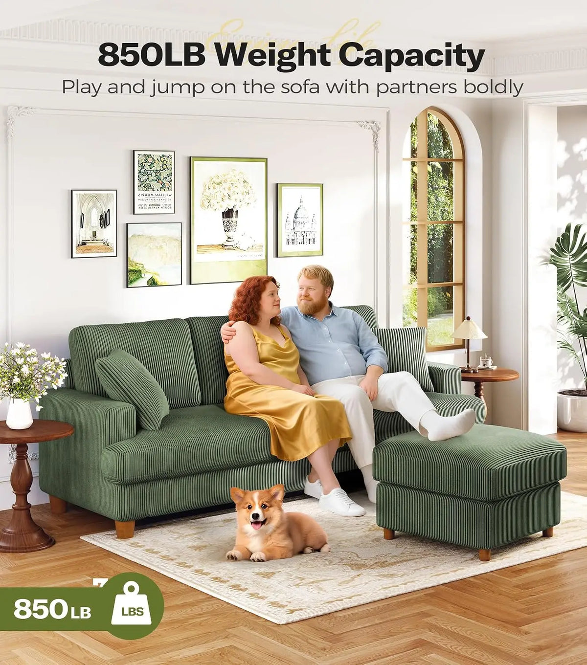 87in Corduroy Couch,  Sofa No Tool Assembly, Comfy Couches for Living Room 21in Deeper Seats, Corduroy Sofas for, Customized