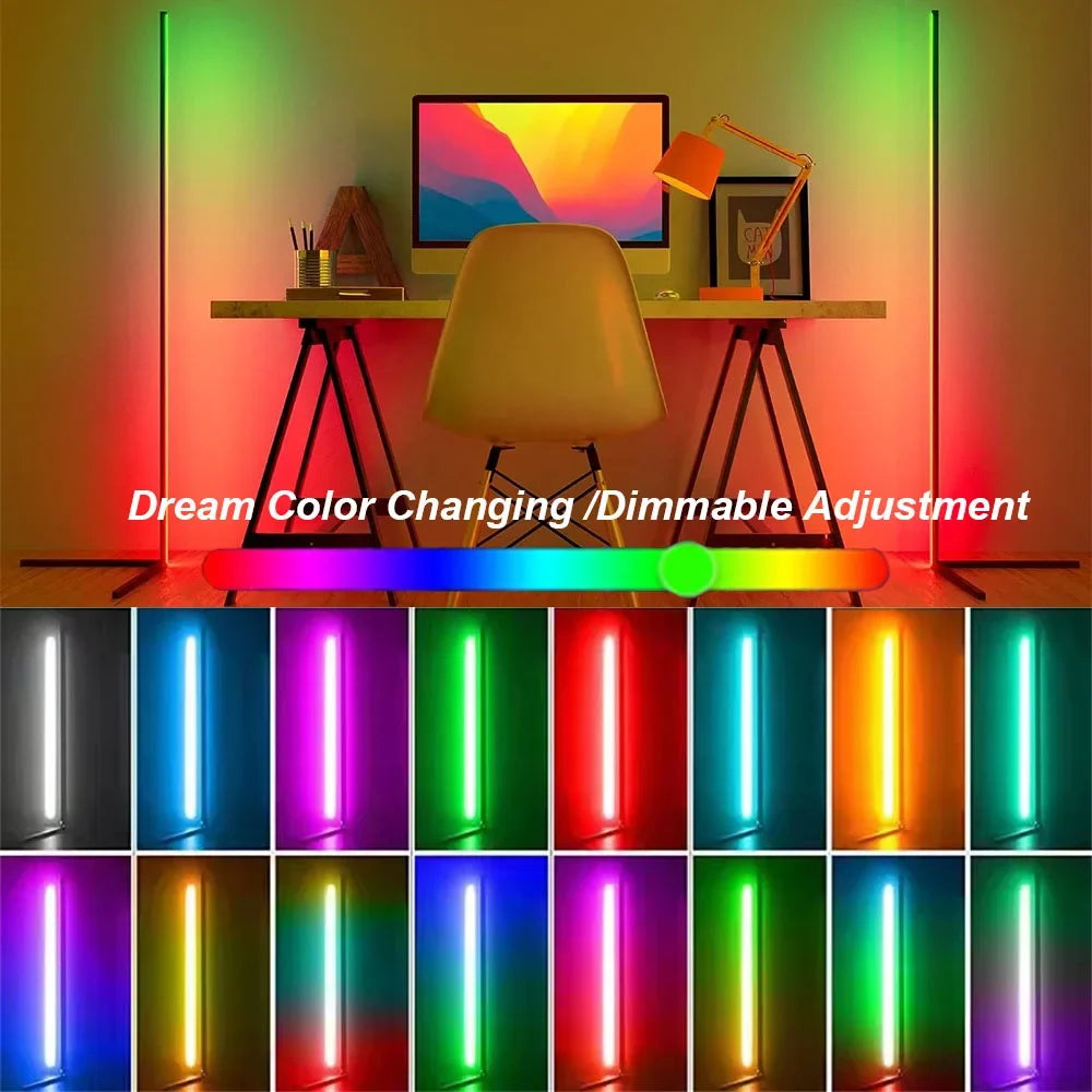 155CM RGB Dream Color Floor Lamp with Music Sync Modern 16 Million Color Changing Standing Mood Light For Bedroom Living Room