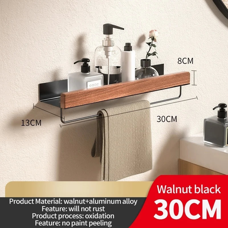 Wood Aluminum Material Corner Shelf Shampoo Storage Shelf Shower Wall Rack Bathroom Organizer Bathroom Accessories
