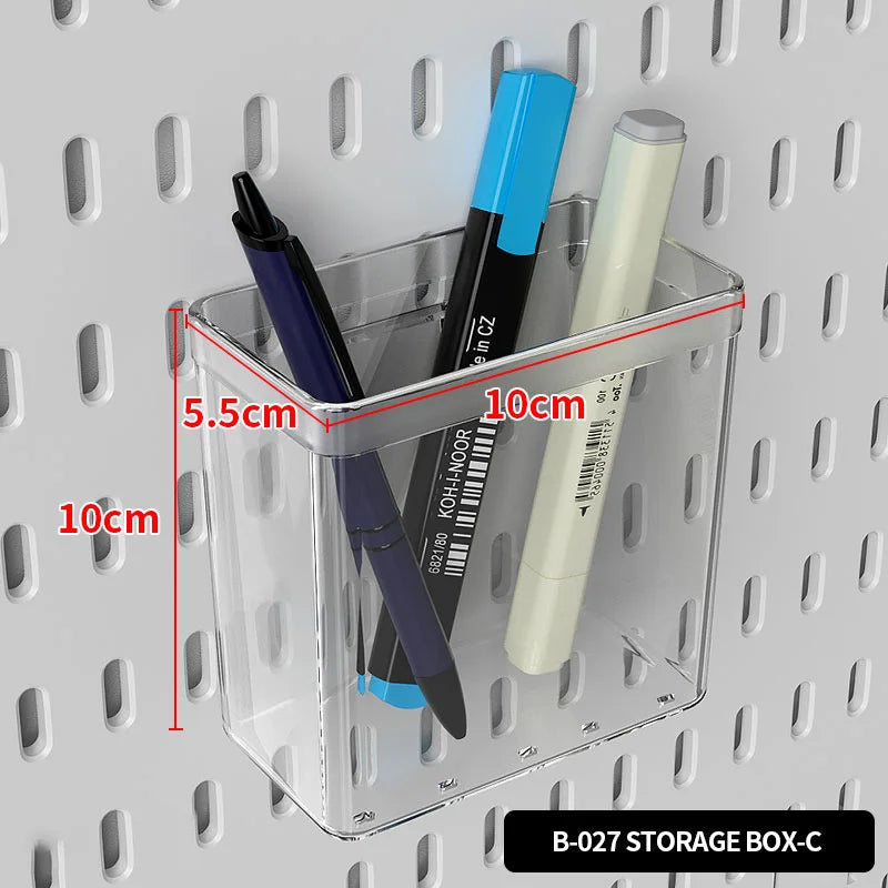 No-Drill Clamp-On Standing Pegboard Storage Organizer, Desktop Rack with DIY Accessories, Office Desk Stationery Holder