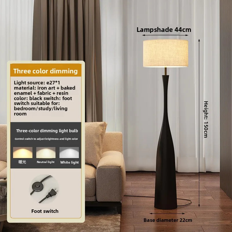 Nordic Minimalist Style Living Room Sofaside/Study Fabric LED Floor Lamp Contemporary Artistic Ornaments Interior Standing Light